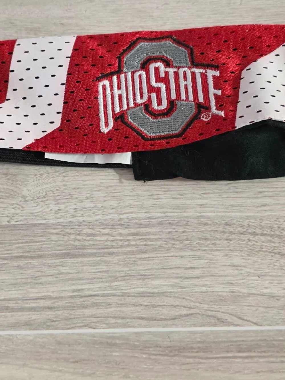 The Ohio State Buckeyes Jersey Headband with embroidered Ohio State.